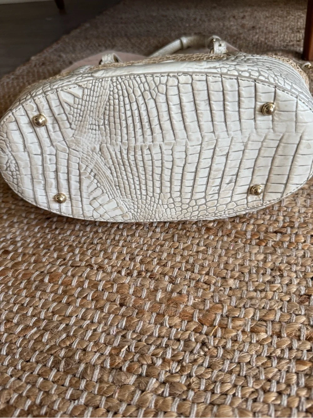 Brahmin Asher straw/white leather  shoulder bag.